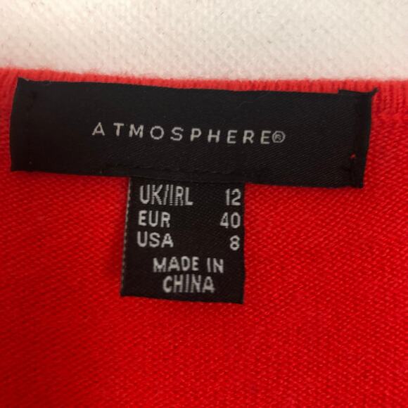 Atmosphere V-Neck Pullover Orange Sweater Size 8 Workwear Casual - Picture 2 of 9